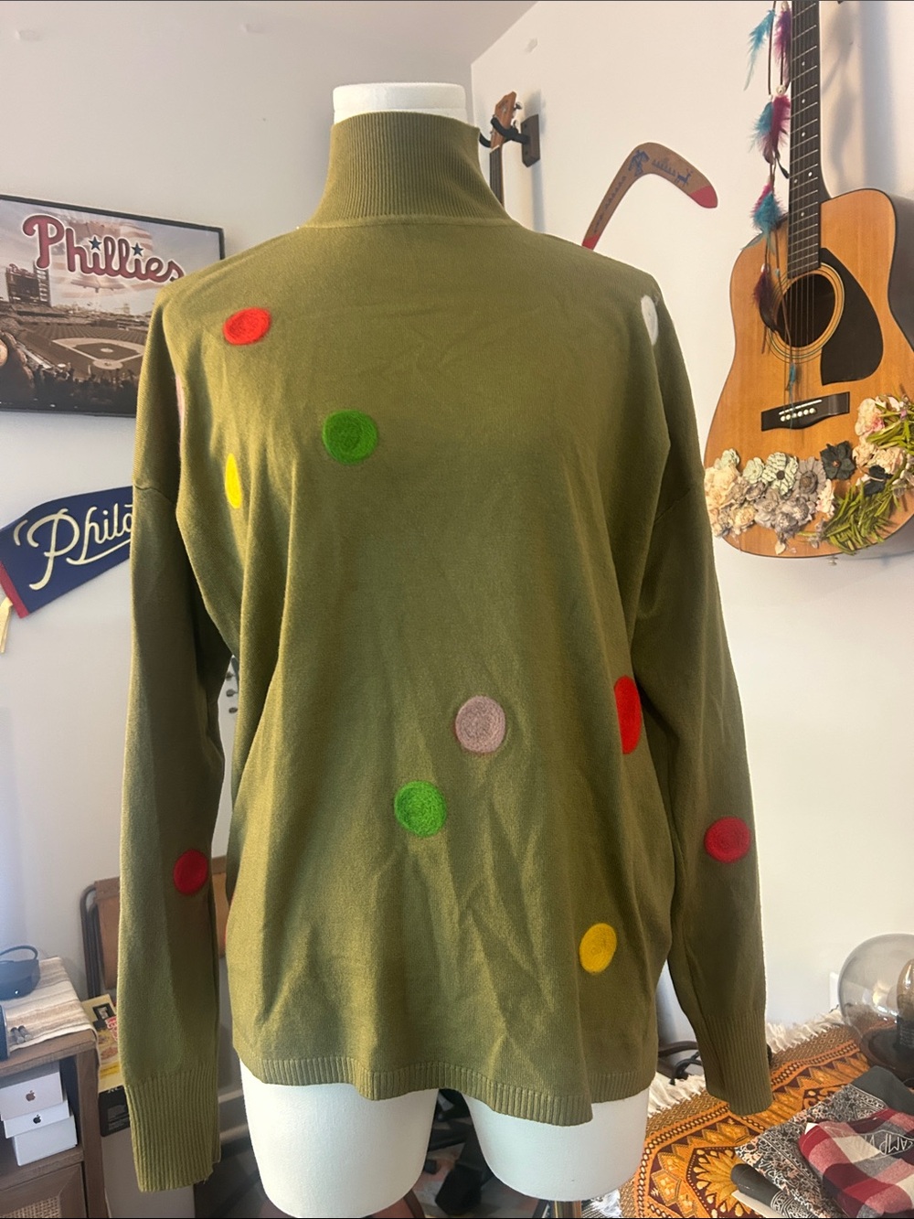 Patrizia Luca Polka Dot Turtleneck Sweater